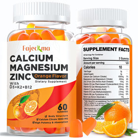 Fajeckma Calcium Gummies 1000mg Citrate orange flavor front view