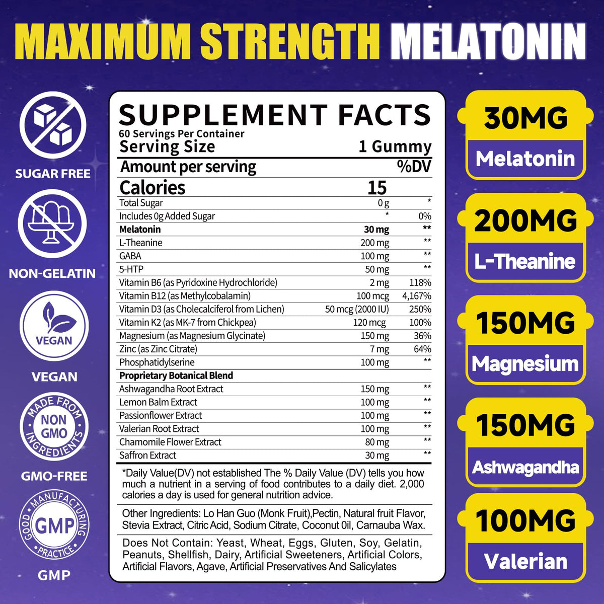 Fajeckma Gélules de Mélatonine 30mg avec fruits et herbes