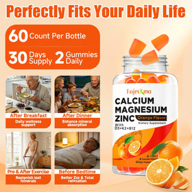 Fajeckma Gummies Calcium Magnesium Zinc on a wooden table