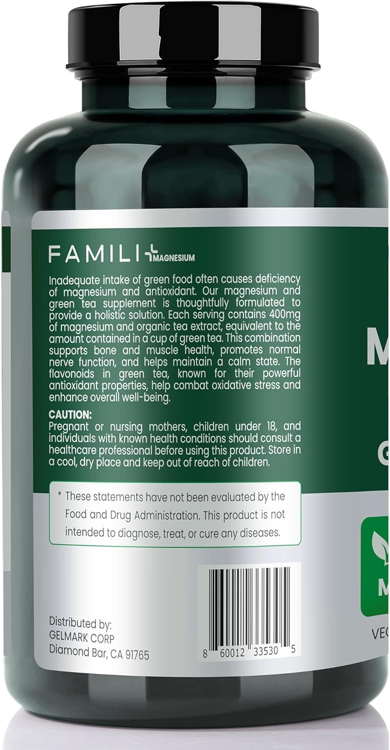 FAMILI+ Magnésium 400mg avec Thé Vert - Présentation des capsules