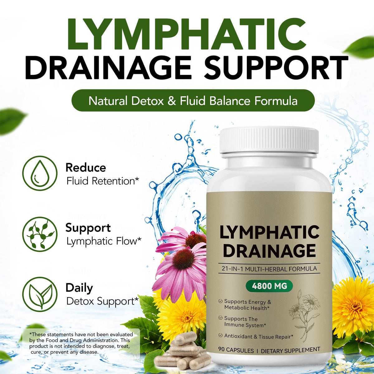 FANSHI Complément Alimentaire Drainage Lymphatique 90 Capsules avec étiquette détaillée