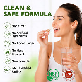 FANSHI Complément Alimentaire Drainage Lymphatique 90 Capsules avec ingrédients naturels en arrière-plan