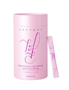 FARMER QUEEN Gyeol Collagen Plus+ boîte cylindrique rose avec 60 stick paquets