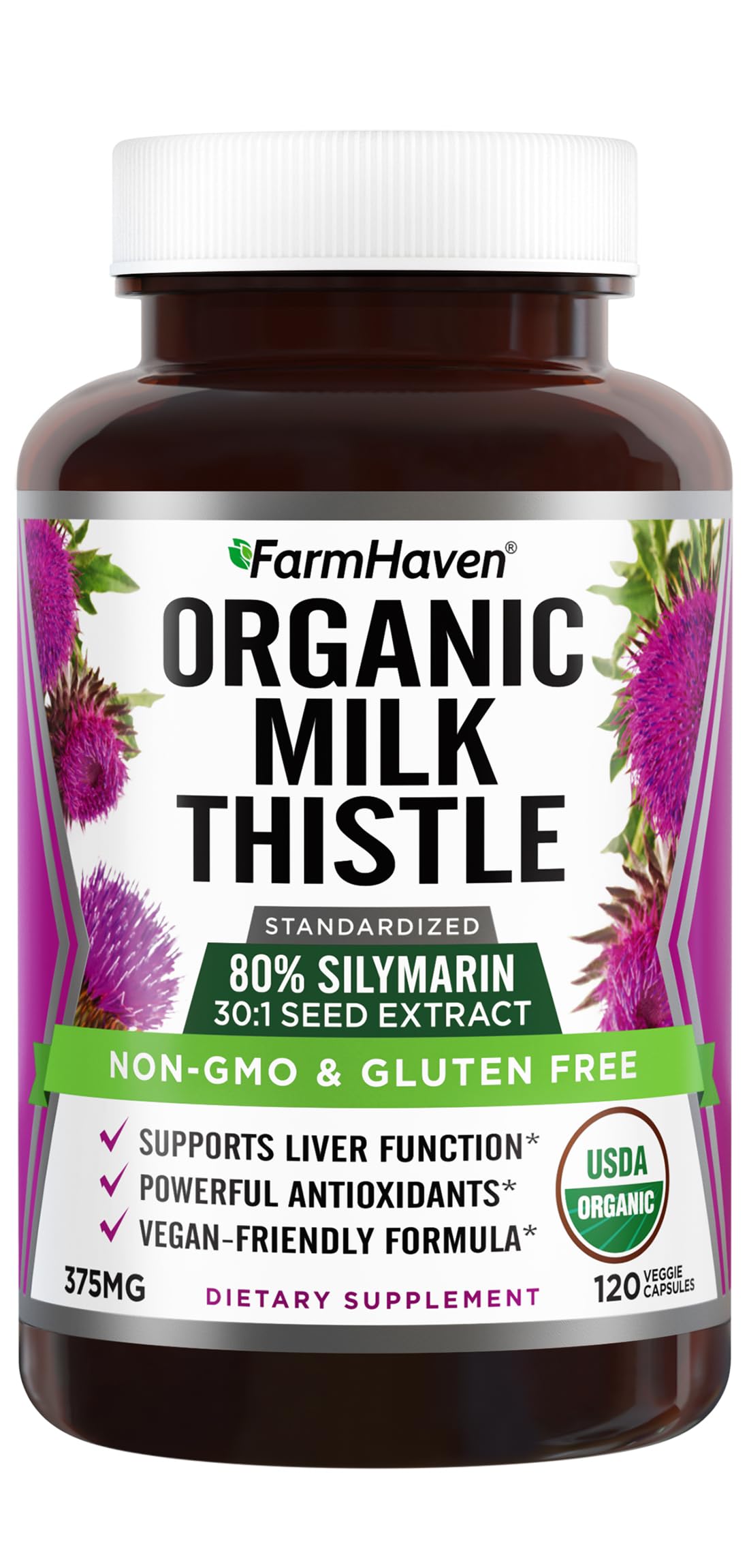 FarmHaven Chardon-Marie 120 capsules végétales bio - vue avant