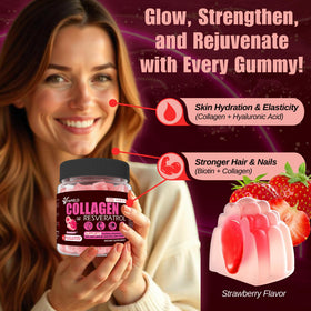 Fawelo Gummies Multi-Collagène 231g montrant une portion sur une cuillère