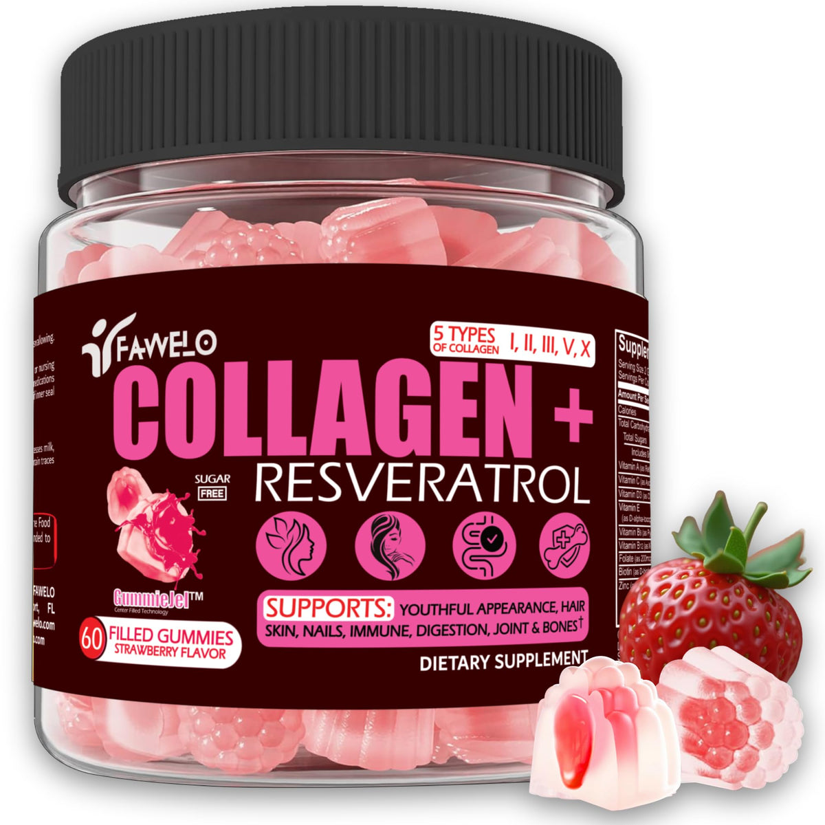 Fawelo Gummies Multi-Collagène 231g vue avant avec emballage
