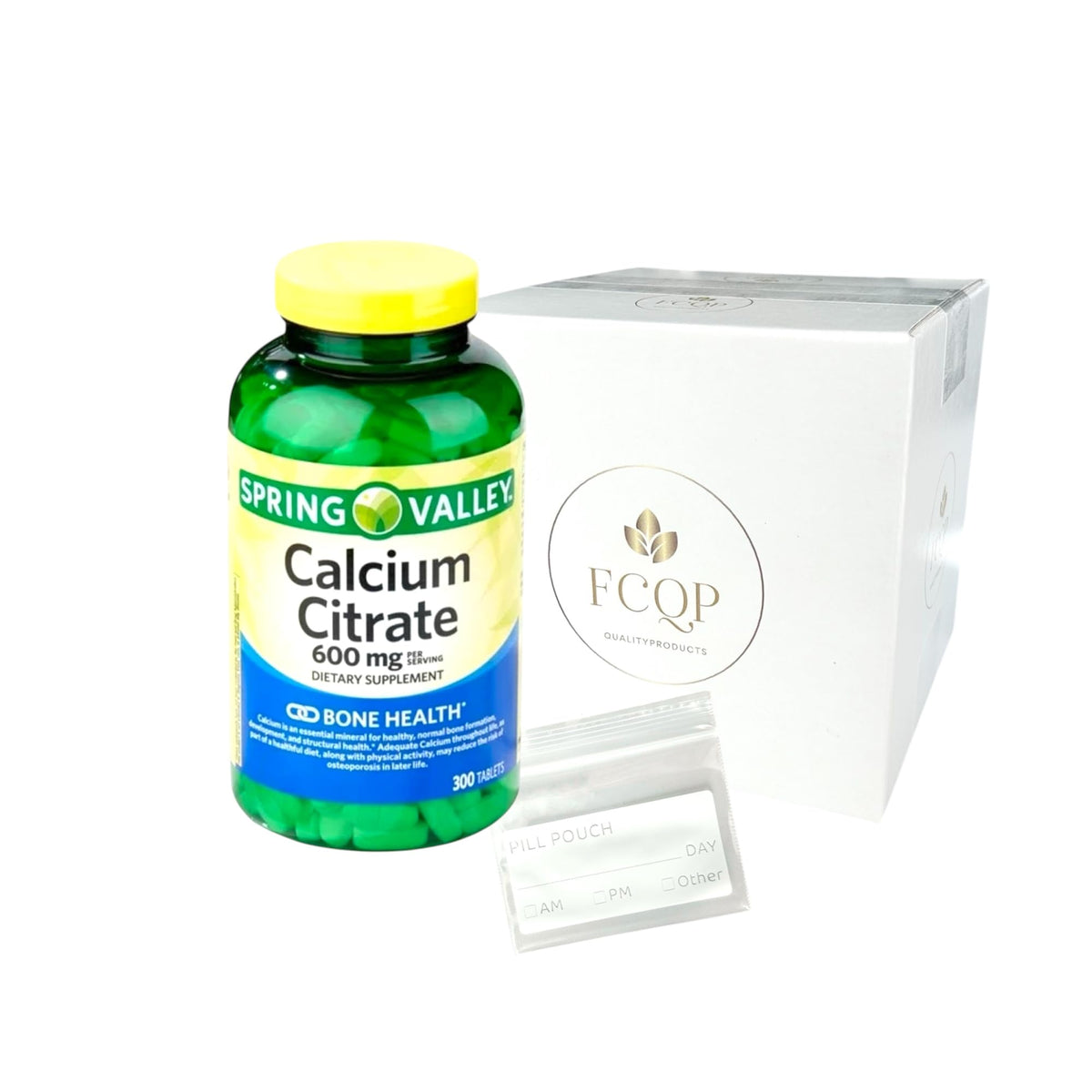 FCQP Calcium Citrate 600mg bouteille de 300 tablettes vue de face