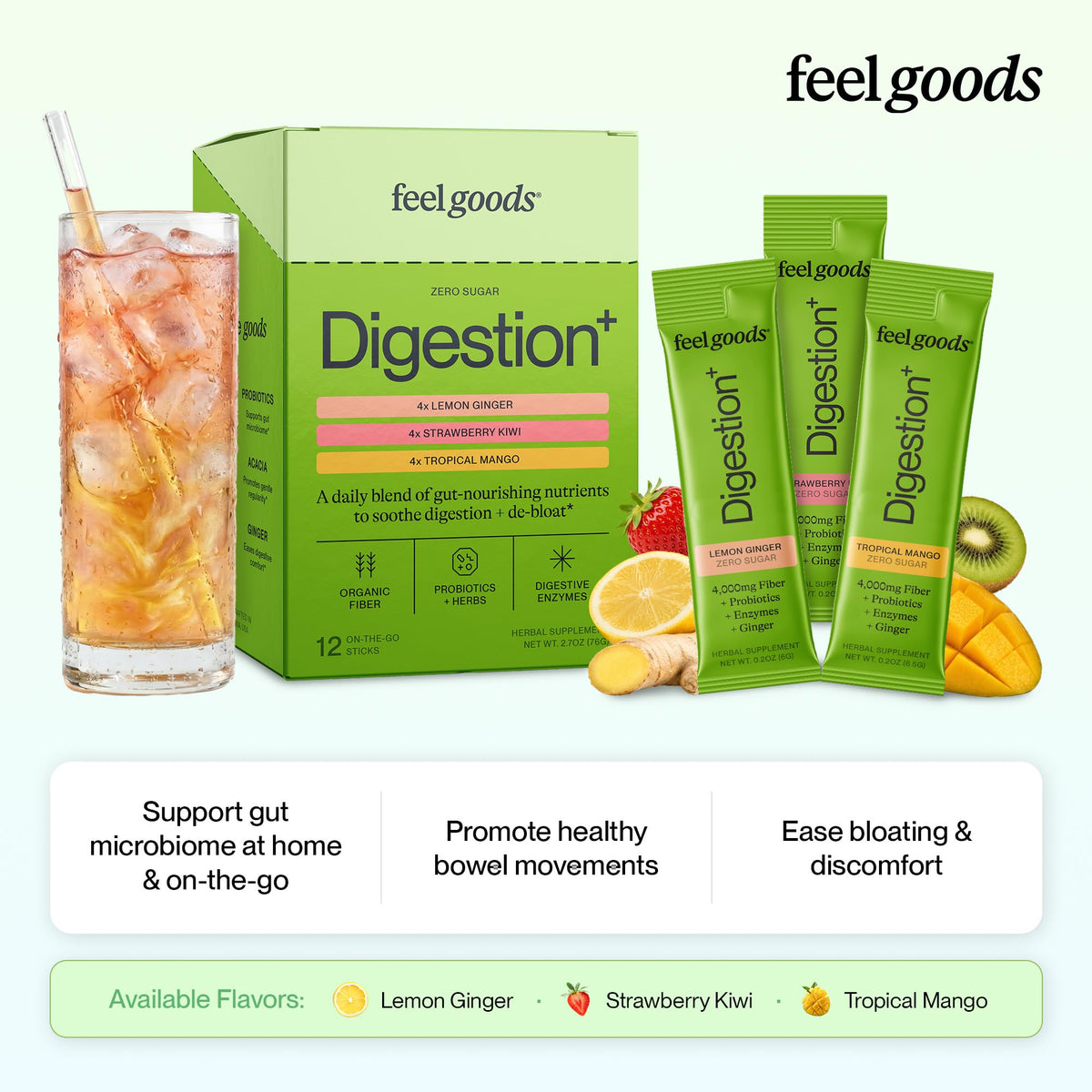Feel Goods daily+ Poudre de Soutien daily, sachets individuels Kiwi Fraise