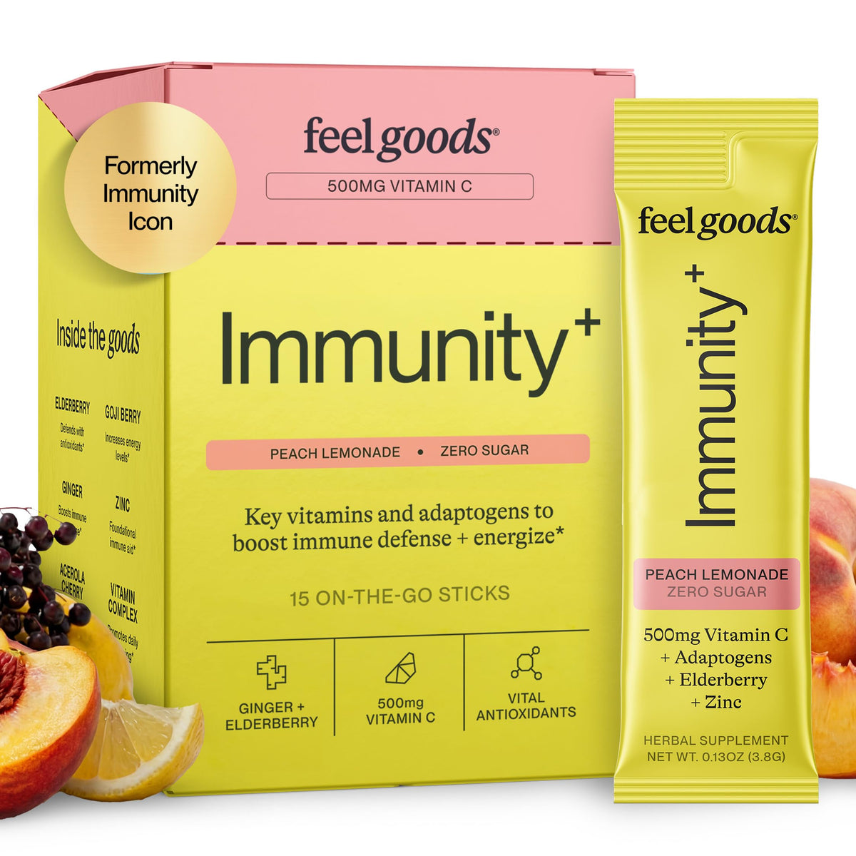 Feel Goods daily wellness+ Poudre de Soutien à la Vitamine C sachets limonade pêche