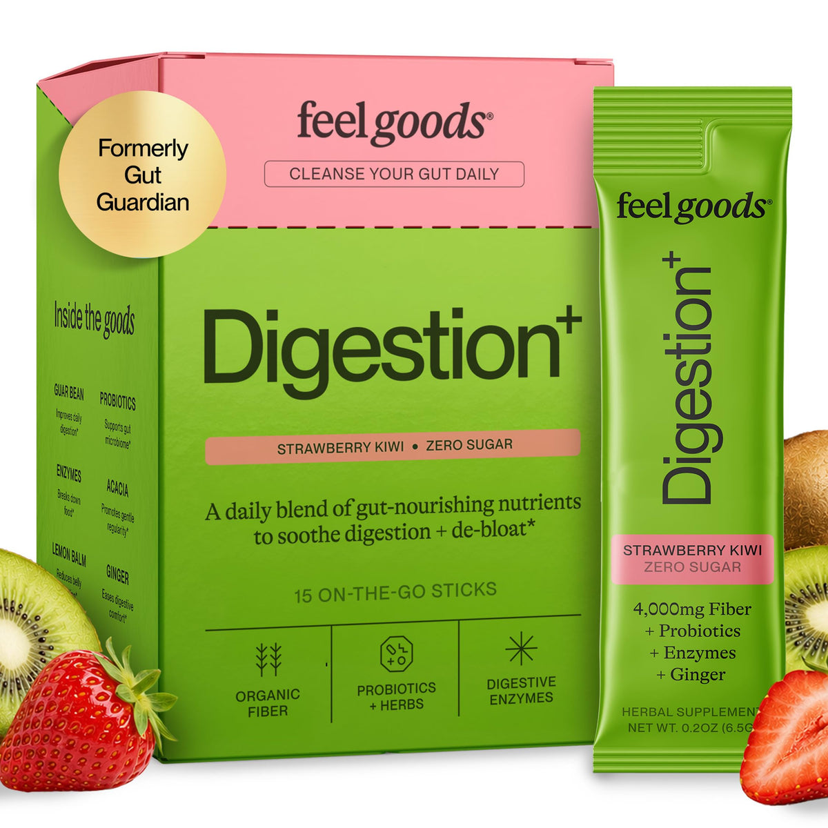 Feel Goods Poudre de Soutien daily Kiwi Fraise 141g vue avant