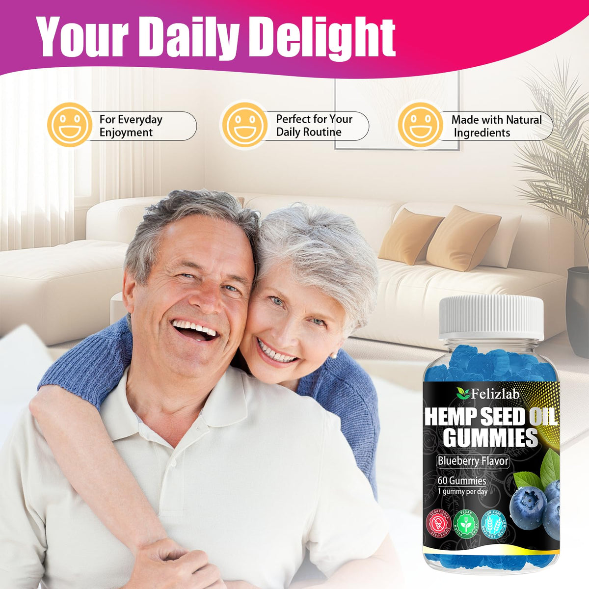 Felizlab Gummies au Chanvre en gros plan avec texture