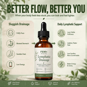 FEM+ Nutrition Gouttes de Drainage Lymphatique 1012g étiquette détaillée