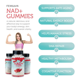 FEMGAIN Gummies NAD+ 1000MG, texture et couleur des gummies