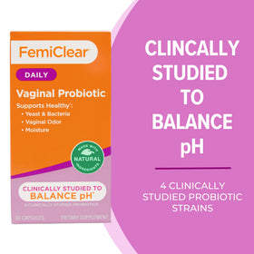 FemiClear Probiotiques Vaginales emballage et capsules