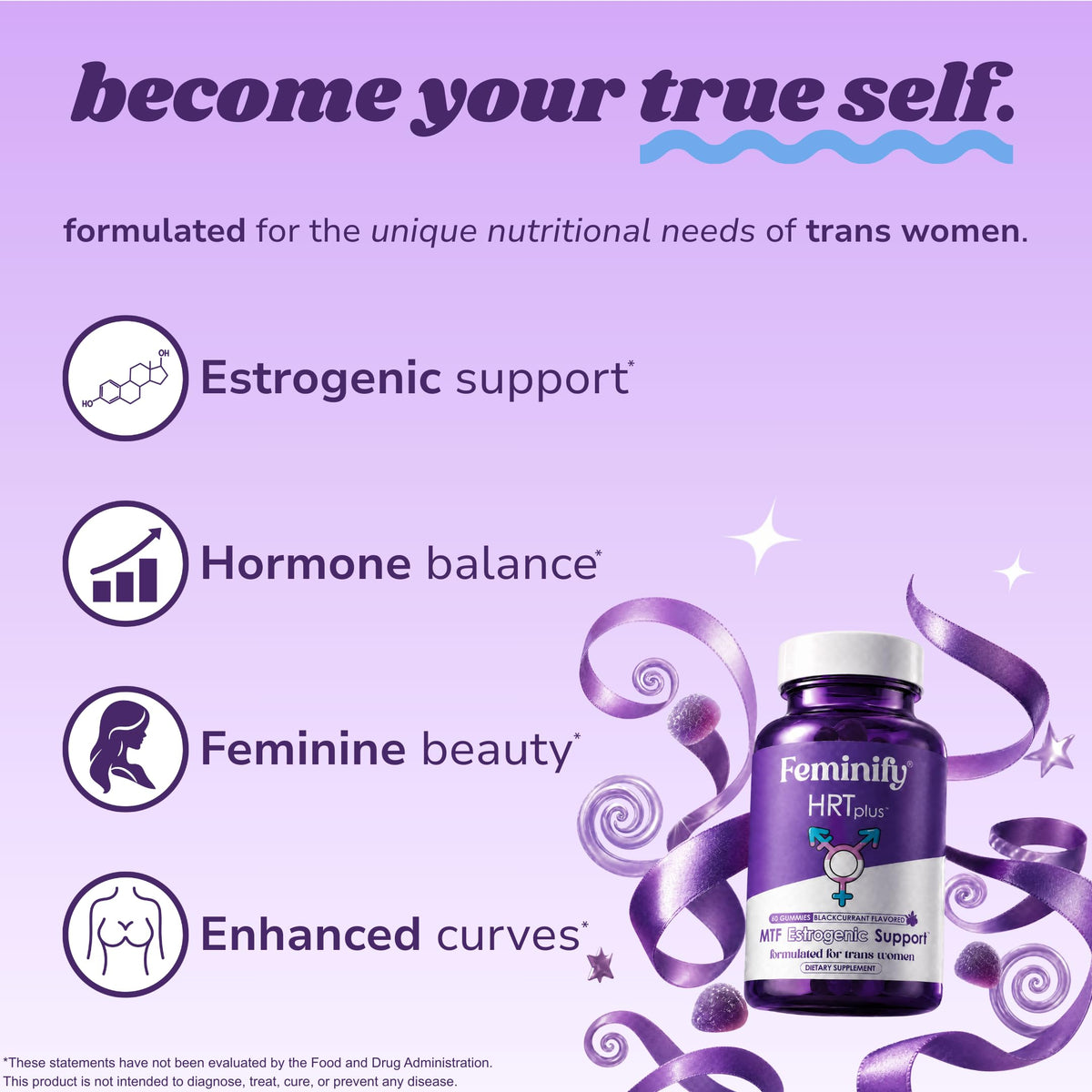 Feminify HRT+ Gummies en gros plan sur une gummy