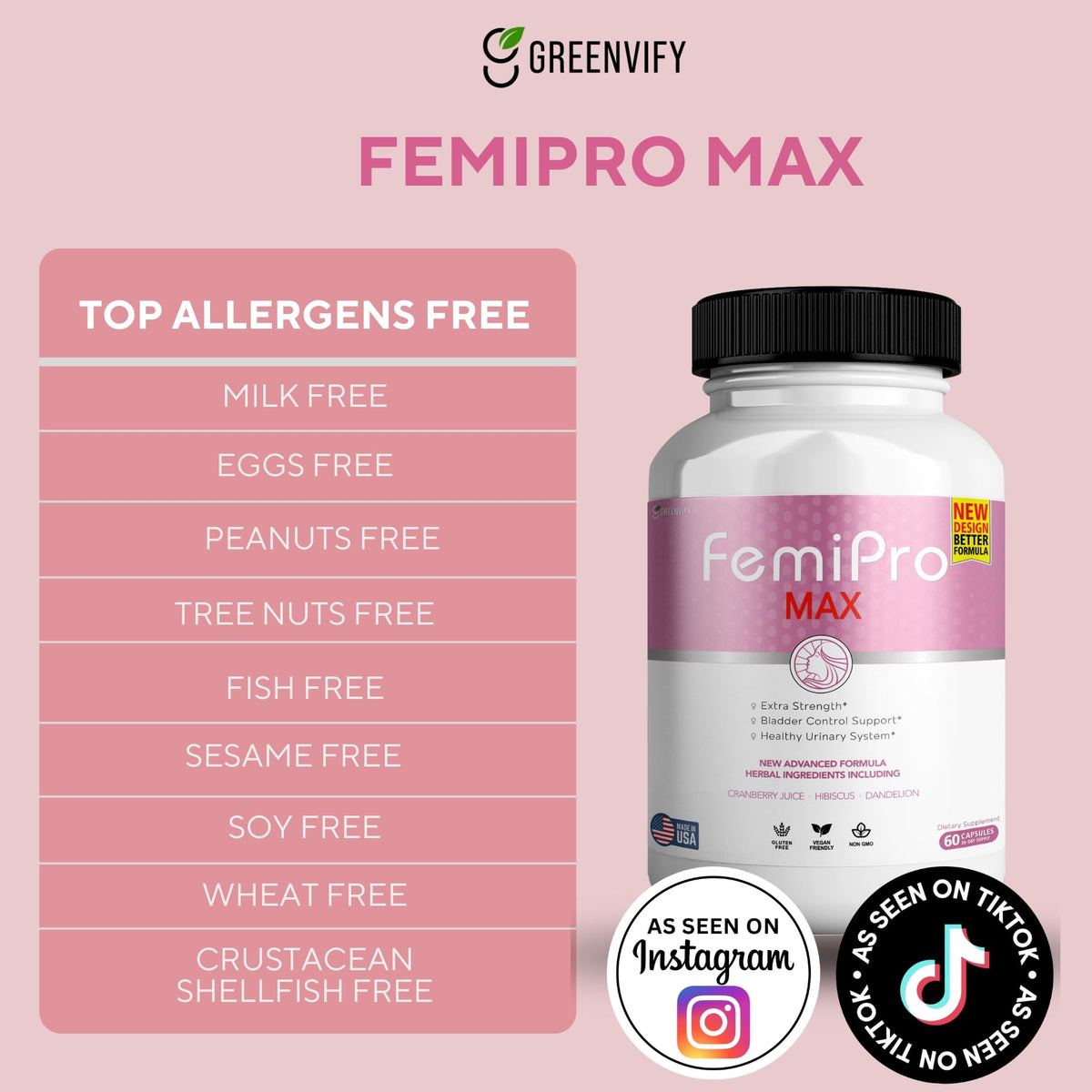 FemiPro MAX Complément Alimentaire 60 Capsules sur fond blanc