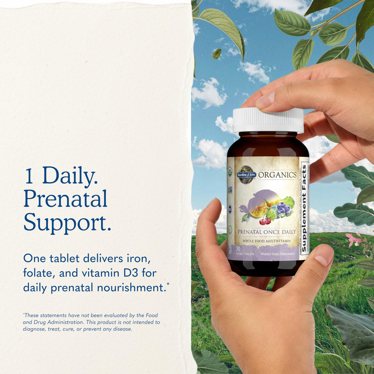 Femme enceinte prenant des vitamines prénatales Garden of Life