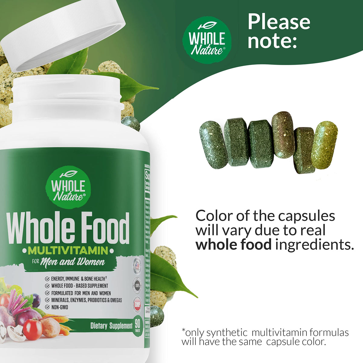 Femme prenant des multivitamines Whole Nature