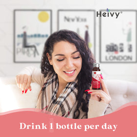 Femme utilisant la boisson Heivy dans un cadre de vie quotidienne