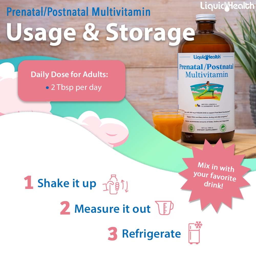 Femme utilisant les multivitamines liquides LIQUIDHEALTH dans une cuisine
