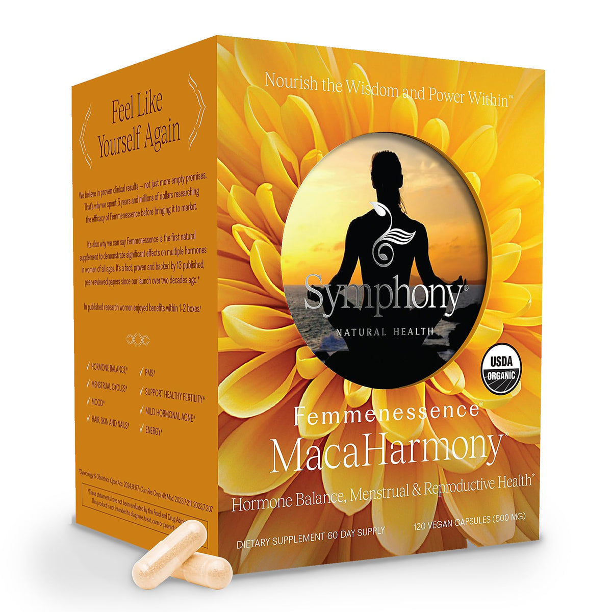 Femmenessence MacaHarmony 120 gélules végétales, vue de face