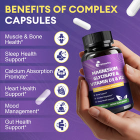 Femmetra 7-en-1 Magnésium Glycinate 600mg 120 capsules sur une table