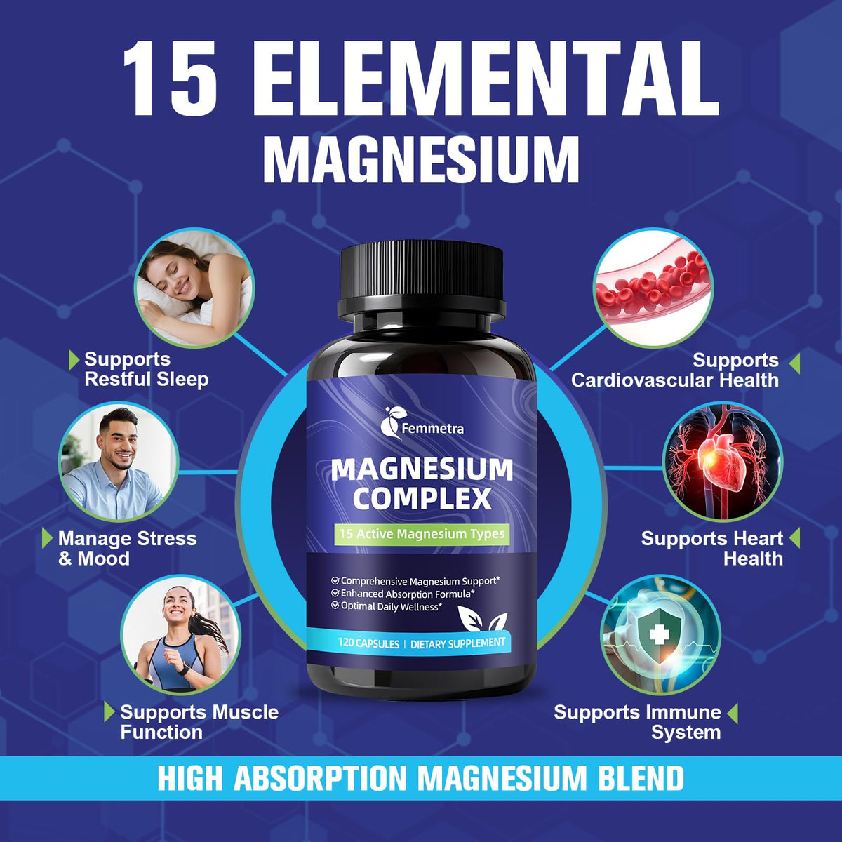 Femmetra Complément Alimentaire Magnésium 1350 mg avec des ingrédients