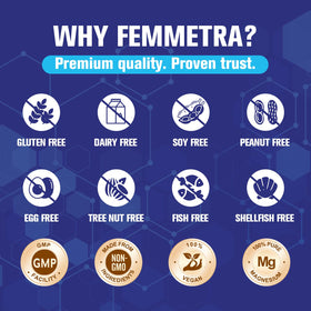 Femmetra complément alimentaire magnésium 1350mg sur une table en bois