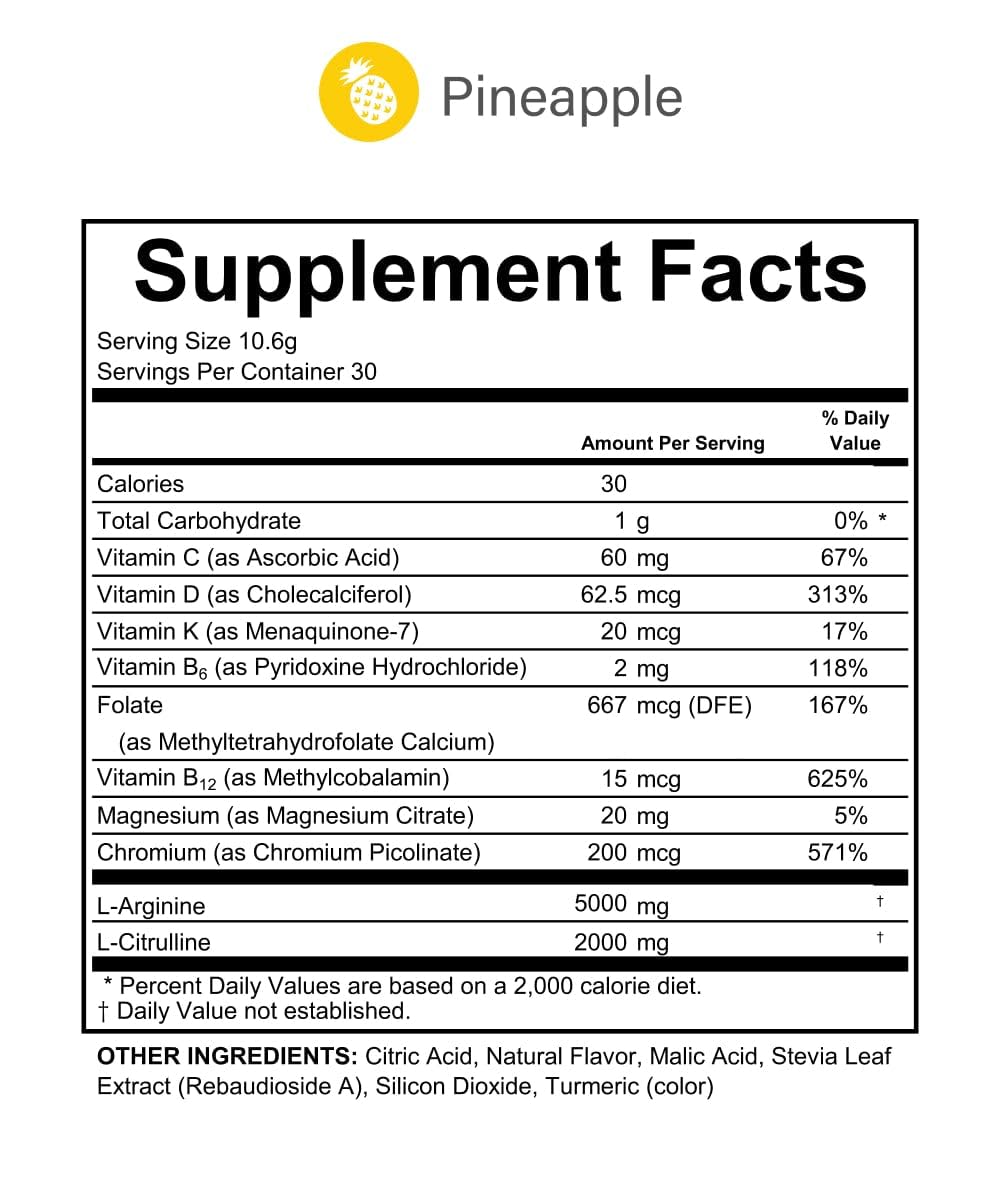 Fenix Nutrition L-Arginine 5000mg ananas, emballage ouvert
