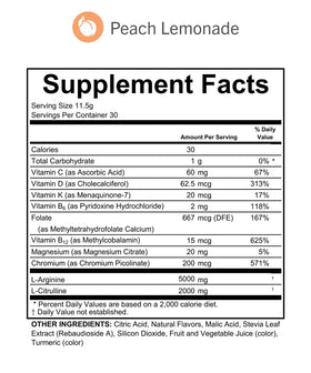 Fenix Nutrition L-Arginine Complète 5000mg Pêche Citronnade - Poudre dans un bol