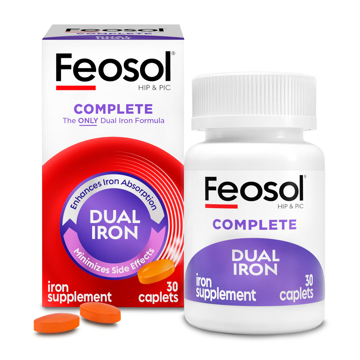 Feosol Complément Alimentaire Fer Bifera 30 comprimés, vue de face