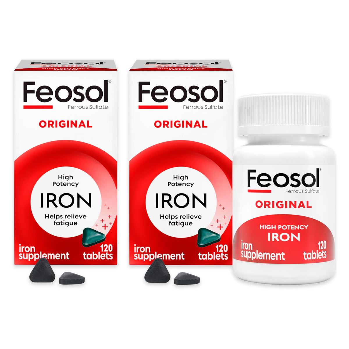 Feosol Original Complément Alimentaire en Fer 65mg, 120 comprimés