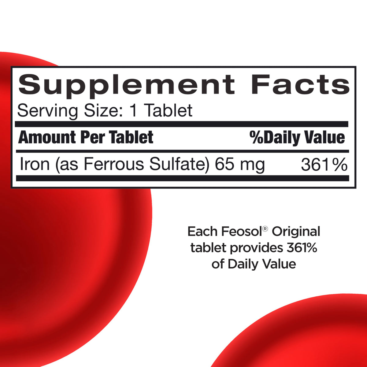 Feosol Original Fer avec étiquette de 65mg