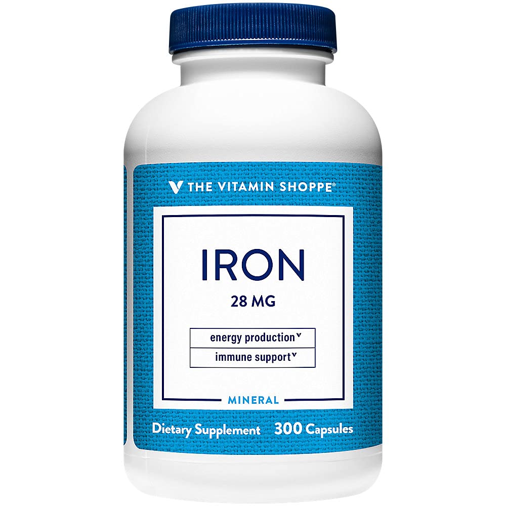 Fer 28MG The Vitamin Shoppe 300 capsules vue de face