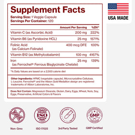 Fer Bisglycinate 25mg Pure Micronutrients avec un verre d'eau