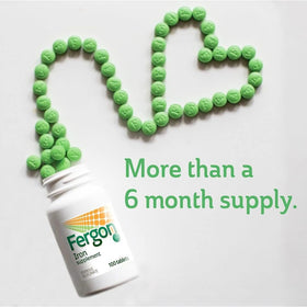 Fergon Fer Gluconate 27 mg comprimés sur une surface