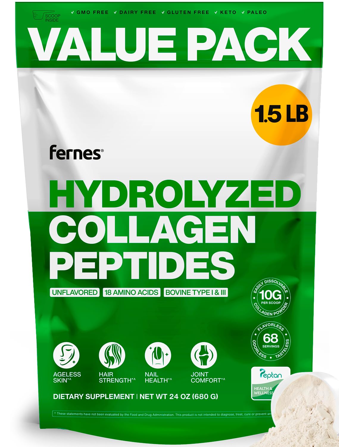 Fernes Peptides de Collagène 699g avant avec étiquette