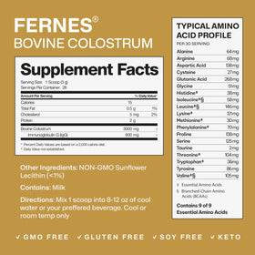 Fernes poudre de colostrum bovin entier 100g packaging arrière