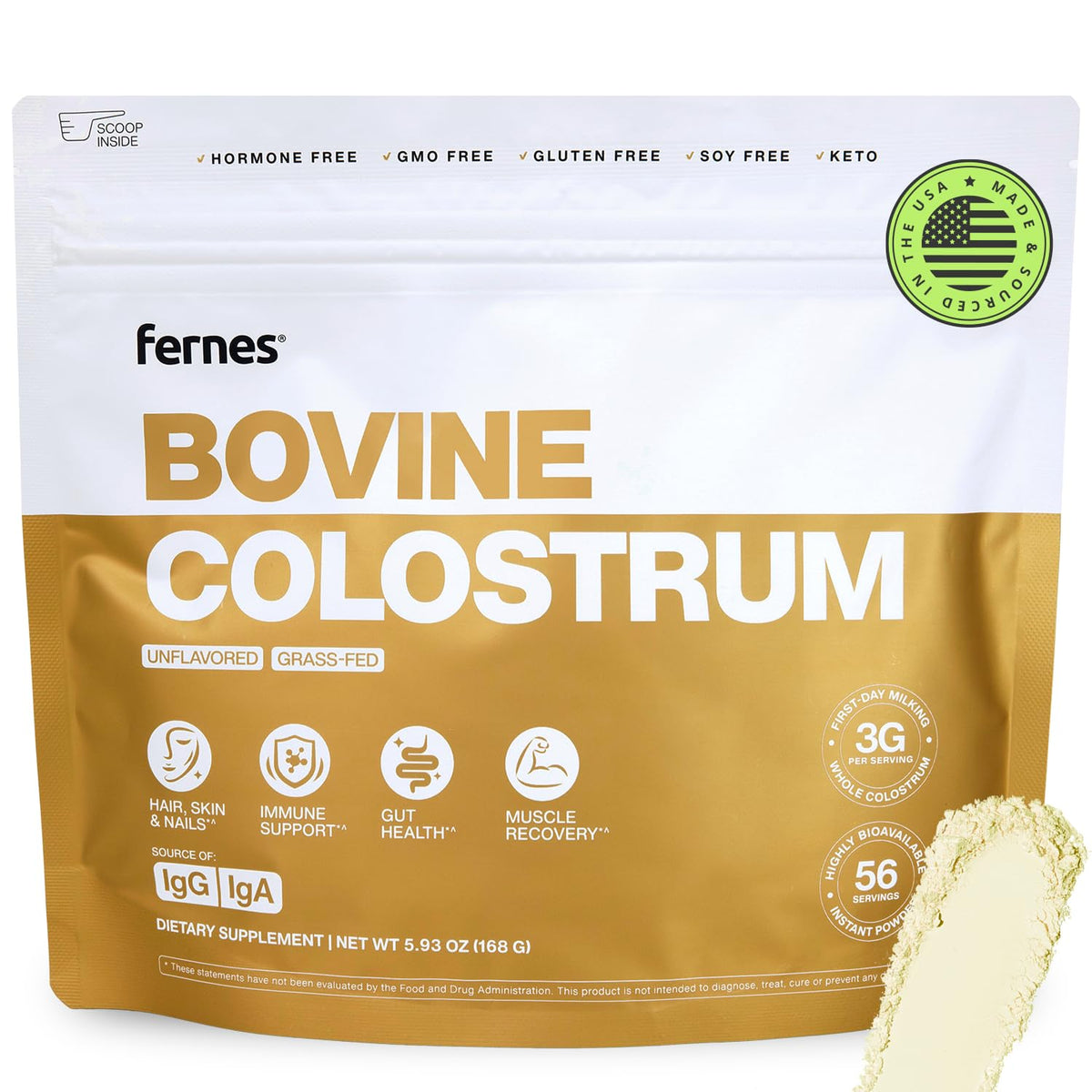 Fernes Poudre de Colostrum Bovin Entier 191g vue de face