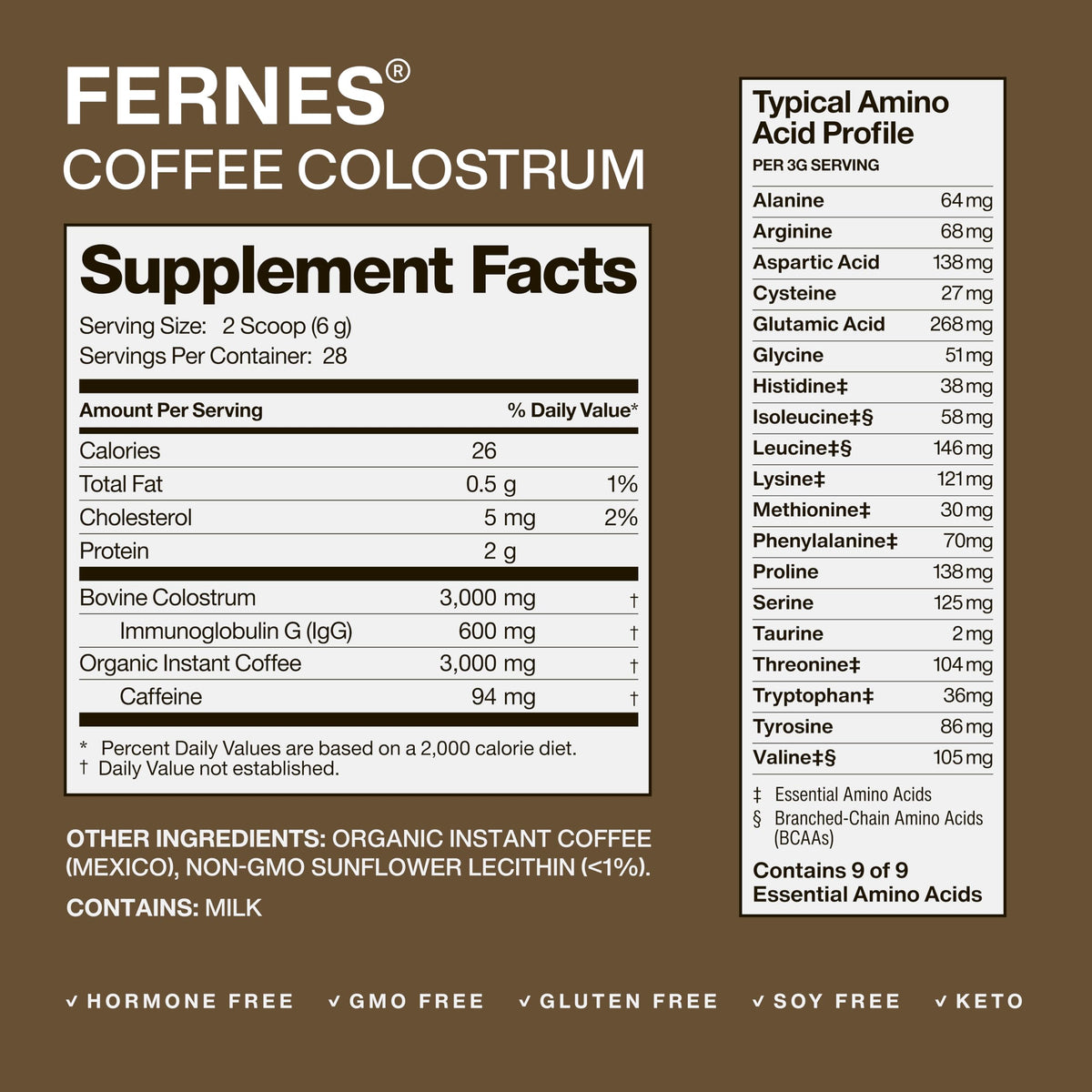 Fernes Poudre de Colostrum de Café 109g, préparation d'un latte de café