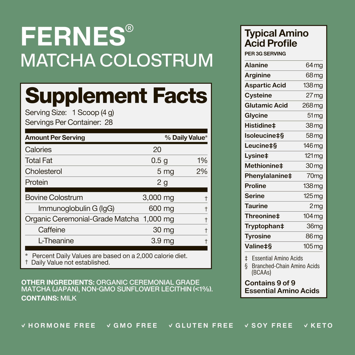 Fernes Poudre de Colostrum Matcha 109 g, préparation d'un latte matcha