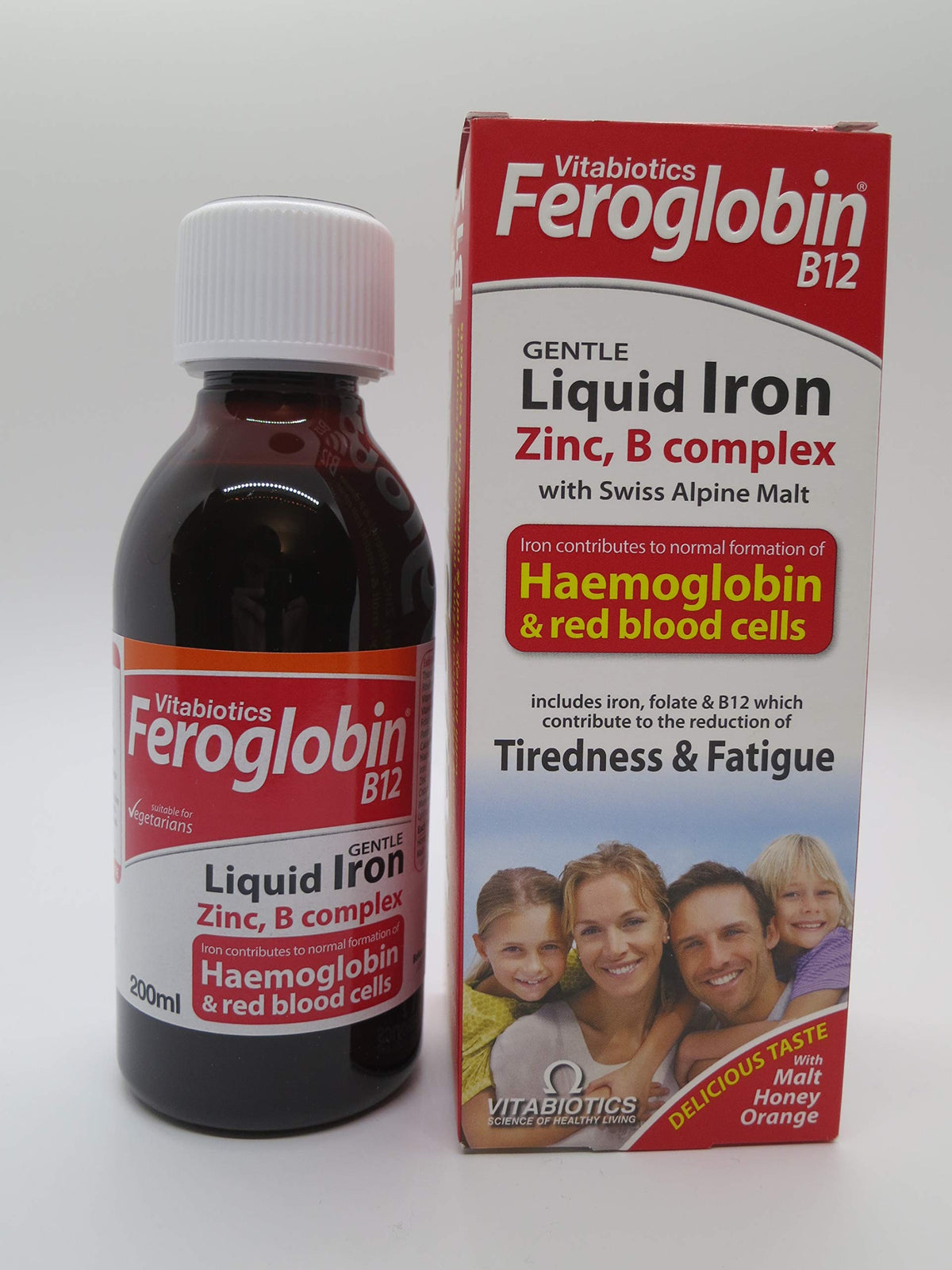 Feroglobin Vitabiotics 200ml sur un fond neutre