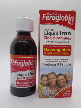 Feroglobin Vitabiotics 200ml sur un fond neutre