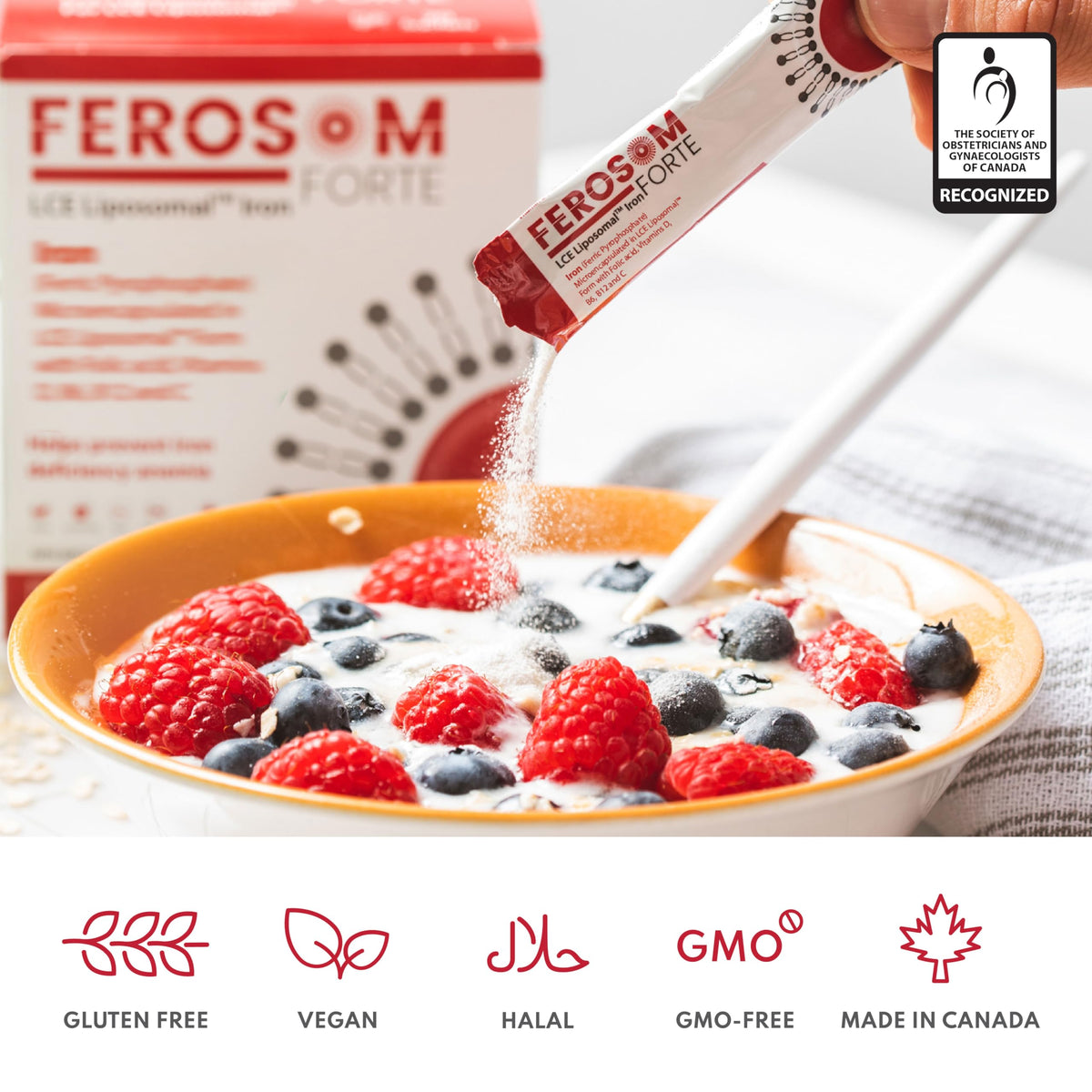 FEROSOM FORTE Poudre de Fer Liposomale 21 mg, vue de près des sachets