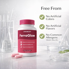 FERRAGLOW Complément Alimentaire Fer Bisglycinate 60 Capsules avec un verre d'eau