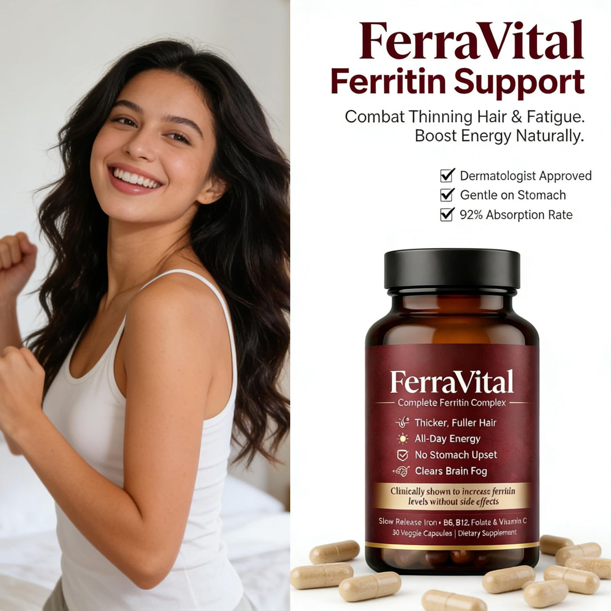 FerraVital capsules ouvertes montrant leur contenu