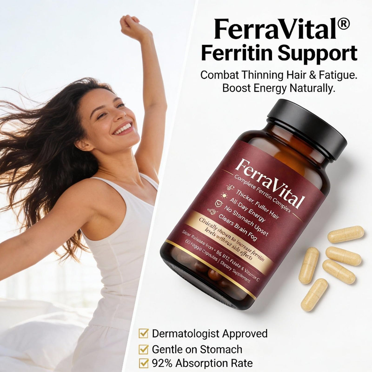 FerraVital Fer Glycinate capsules sur une table