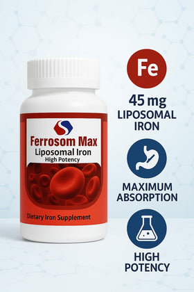 Ferrosom Max Complément Alimentaire Fer Liposomal 60 Capsules sur fond blanc
