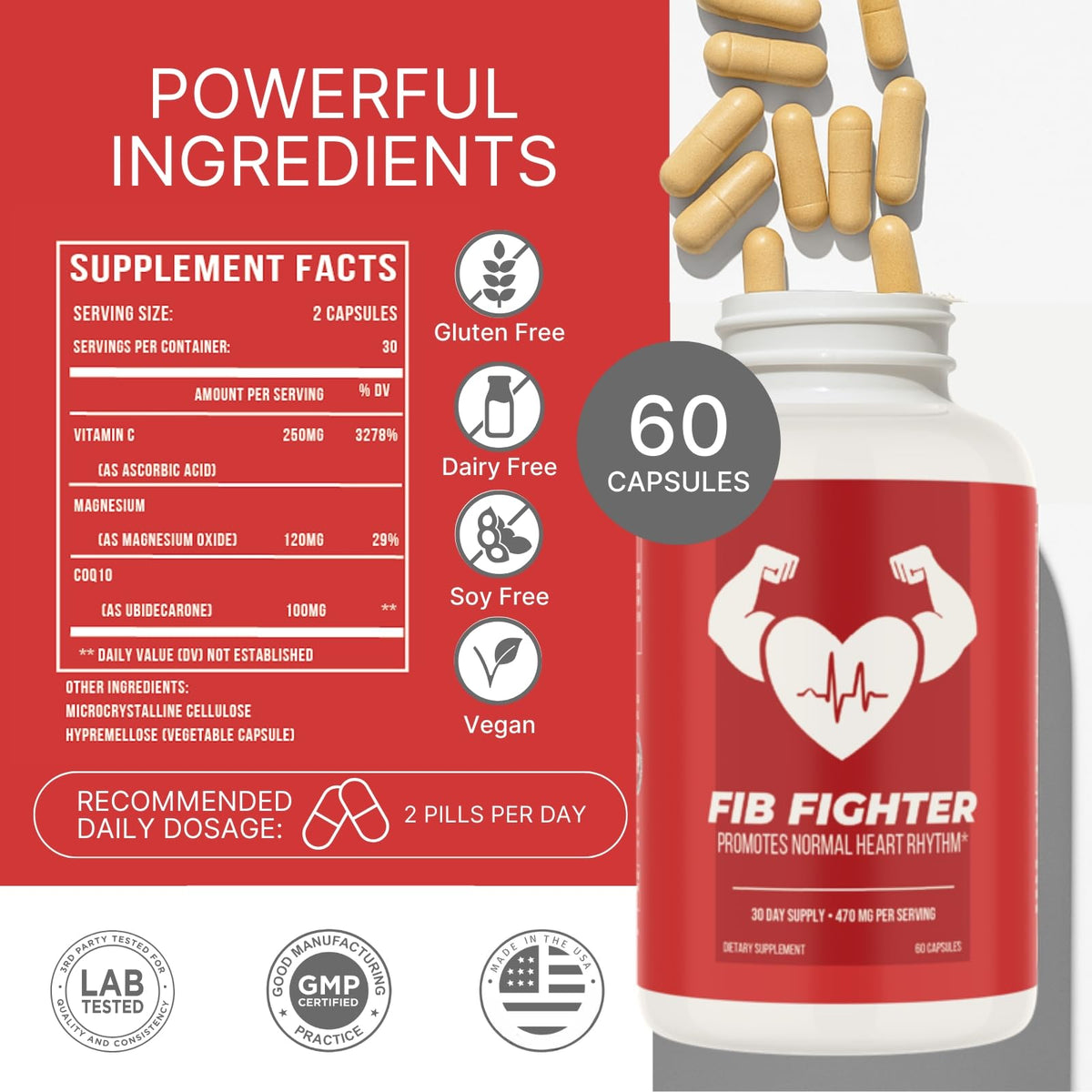 Fib Fighter CoQ10 affichant les informations nutritionnelles