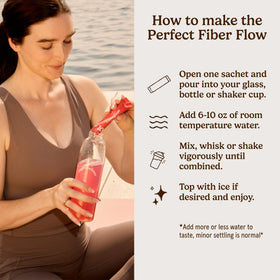 Fiber Flow Sticks Fraise avec un verre d'eau